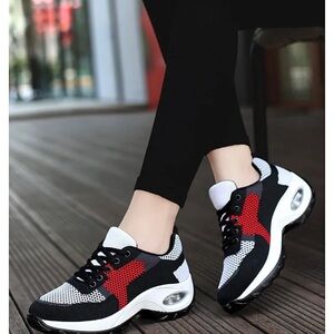 Black and Red Chunky Sole Sneakers